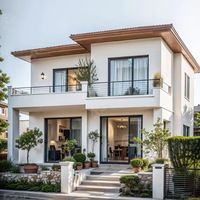 Casa Prefabricada de Lujo de 2 Pisos con Estructura de Acero, Kit de Construcción Rápida para Villa con Piscina, Módulo de 3-5 Dormitorios, Sala de Estar, Gimnasio, Comedor