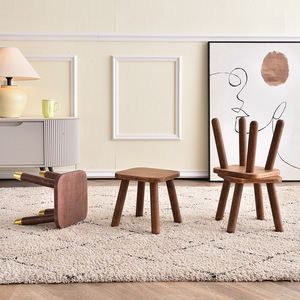Taburete de madera maciza de 24x24x24 cm, taburete duradero de diseño escandinavo moderno para el hogar, para adultos y personas mayores - Product Image 4