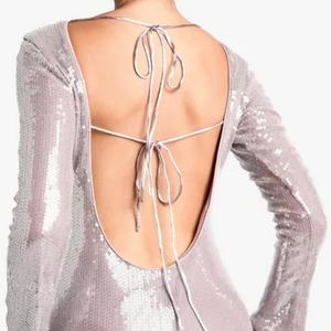 Nouvelles Arrivées Robe de Soirée Femme Sexy à Paillettes et Manches Évasées, Dos Nu, Design Tendance OEM pour Noël - Product Image 4