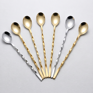 Elegant Stainless Steel Cocktail Spoons Twisted Handle Gold Silver Modern <b>Bar</b> <b>Tools</b> For Mixing Drinks - Product Image 1