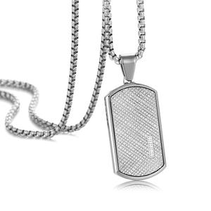 Nuevo Collar con Colgante de Placa de Identificación Cuadrada Elegante con Circonita Cúbica, Collar de Acero Inoxidable Impermeable <span class=keywords><strong>para</strong></span> Hombre - Product Image 4