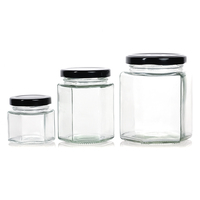 Frasco de Vidrio Hexagonal con Logotipo Personalizado, 280ml, 380ml, 500ml, Recipiente de Vidrio para Alimentos, Frasco de Vidrio para Miel