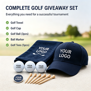 Ensemble <span class=keywords><strong>cadeau</strong></span> personnalisé pour tournoi de golf avec serviette de golf, casquette, marqueur de balle de golf et tees pour événements de club, promotion de la journée du golf d'entreprise - Product Image 2