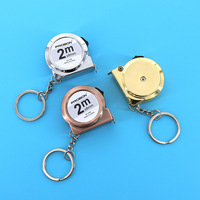 Mètre Ruban Rétractable de Luxe 2m avec Porte-clés Rond à Verrouillage Automatique, Outil de Mesure Métrique, Pendentif Métallique Portable, Cadeau pour Homme
