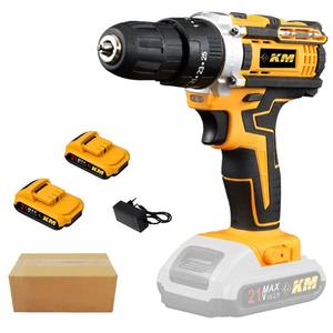 Perceuse à percussion sans fil Km 21V Max, moteur sans balais, vitesse variable, mandrin à changement rapide, avec deux batteries et chargeur - Product Image 1