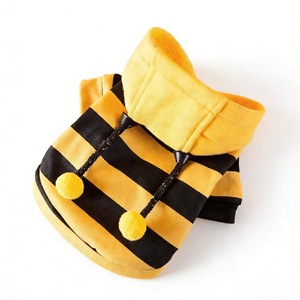Bee-Themed Pet Hoodie Striped Yellow Black Fleece Warm Four Seasons <b>Dog</b> Cat <b>Clothes</b> Cute Design <b>For</b> <b>Small</b> Pets - Product Image 5