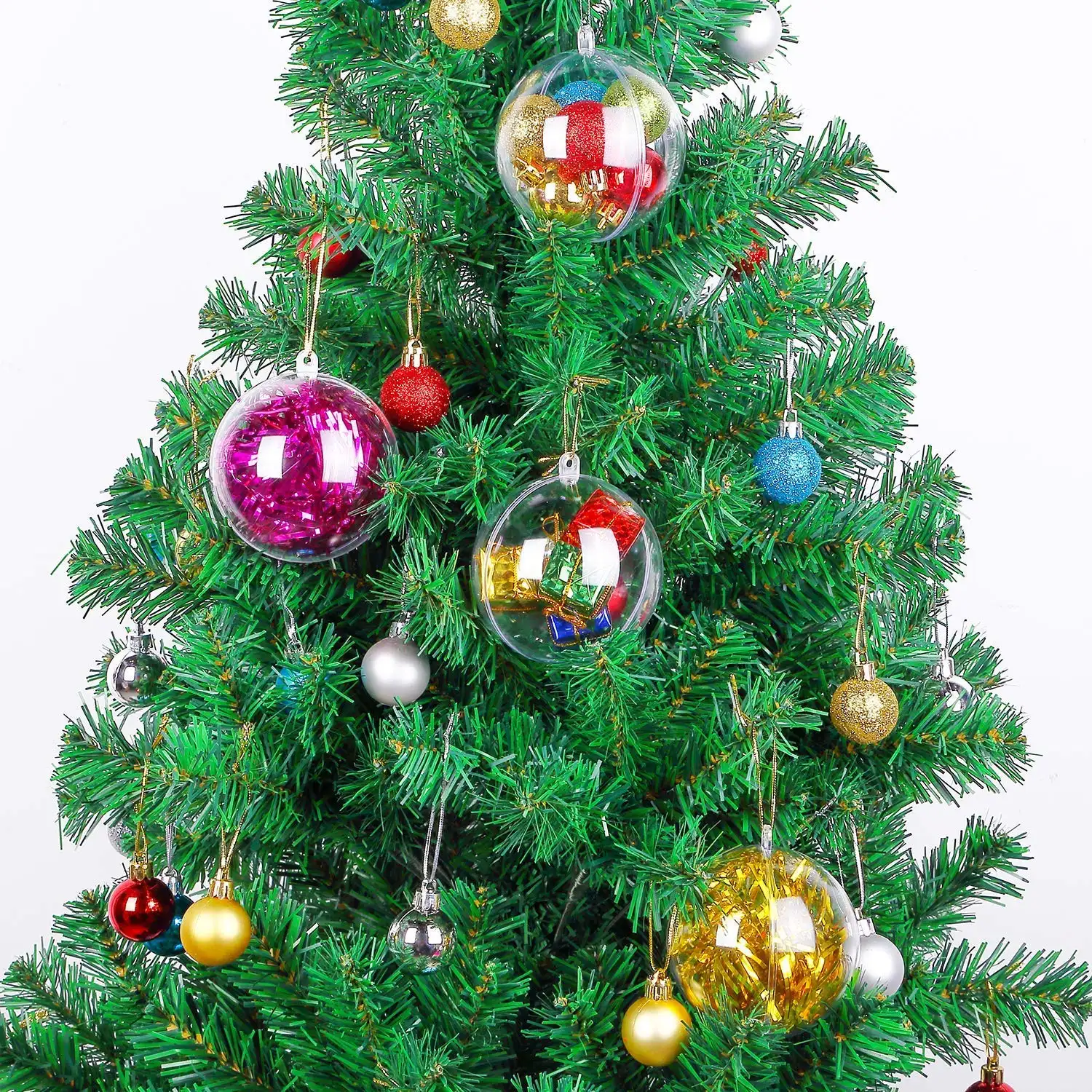 7 CM DIY Plastic Openable Christmas Decorations Tree Transparent Balls