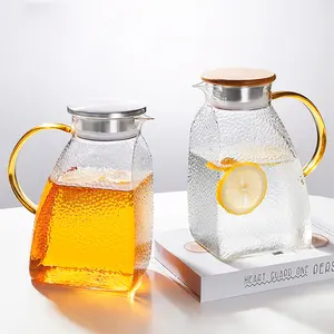 39Years Factory High Borosiliciate Water Jug Transparent Handmade For Water Cooling Juice New Shape Glass Pitcher