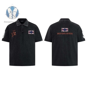 Factory Wholesale Custom Made War Horse Flag Embroidered Pre-Washed Short Sleeve Polo T <strong>Shirts</strong> for Retailers - Product Image 1