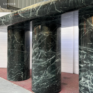 Lander đá Verde <span class=keywords><strong>san</strong></span> Denise đá cẩm thạch bàn ăn đá tự nhiên trung tâm bảng cho biệt thự đá cẩm thạch bàn ăn - Product Image 5