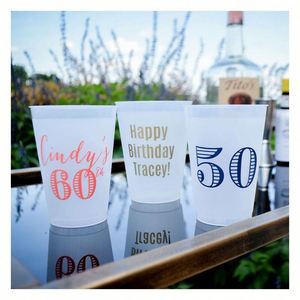 Gobelets personnalisés pour fête d'anniversaire, impression de logo, 16 oz, réutilisables, givrés, incassables, en plastique, pour stades, cadeaux de fête - Product Image 1