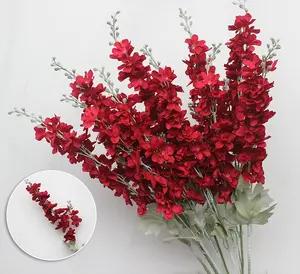 热卖长茎红风信花人造丝翠雀用于婚礼家居装饰
