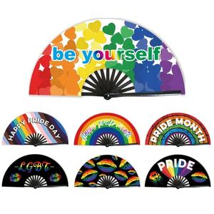 Ventilador de mano de arcoíris de doble cara con técnica pintada de clacker de sublimación de 13 pulgadas - Product Image 2