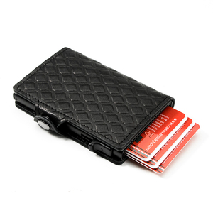 Casekey Wholesale Anti-theft RFID Auto Eject Mechanical <b>Wallet</b> Billetera Emergente Side-slide Push Button <b>Metal</b> Card Holder - Product Image 2