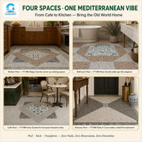 Autocollant de sol auto-adhésif, carrelage de sol à coller, PVC vinyle imperméable, style méditerranéen, décoration vintage pour la maison, époxy 3D
