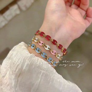 Retro Glazed Titanium Steel Oval <b>Bracelet</b> For Women Geometric Design High End Open Bangle Jewelry - Product Image 2