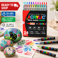 Spidol Cat Akrilik Cair Langsung dari Pabrik, Tersedia 24, 48, 168 Warna, Tahan Air, Cepat Kering, untuk Lukis Batu, Kayu, Kaca, DIY