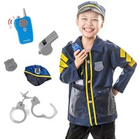 Dowellin Ensemble de tissu de Cosplay préscolaire avec maison de jeu Jouets de docteur de police Jouet de jeu de rôle pour enfants