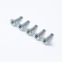 Vis autoperceuses à tête plate large SUS410 avec rondelle intégrée, vis autotaraudeuses à queue de perçage en queue de cygne, quincaillerie pour toiture métallique