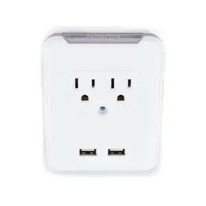 2 Usb 2 Wall Outlet Extender Surge Protected Current Tap Wall Socket Standard Grounding White 300 Pcs JKS-11421 Sleeve Card 125V