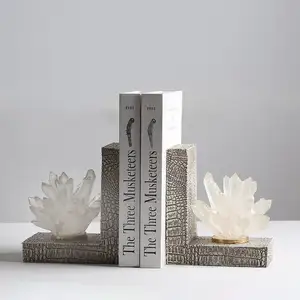 Decorative Clear Crystal Glass Bookends Book Ends Stone Book Stand Holder Supports Bookend for Books Magazines