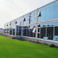 Casa Contenedor Prefabricada con Pared de Cortina de Vidrio, Edificio de Oficinas Modular Empacado, Oficinas Portátiles Prefabricadas en Contenedores