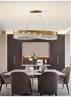 Moderne Ovale Pendentif En Cristal Lustre Pour Salle À Manger De Luxe LED Rectangulaire Lustres Or Décoration de La Maison Lampe Suspendue