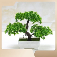 Mini plantes artificielles en plastique en pot, bonsaïs de pin d'accueil à trois branches, ornement de table, approvisionnement direct usine