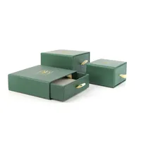 Kotak Laci Geser Kertas Ramah Lingkungan Kemasan Perhiasan Kotak Perhiasan Kertas Hijau Mewah Kustom dengan Logo