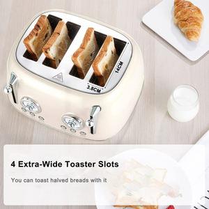 <span class=keywords><strong>Grille</strong></span>-<span class=keywords><strong>pain</strong></span> électrique automatique en acier inoxydable 4 tranches style rétro – Nouveauté 2023 en promotion - Product Image 2