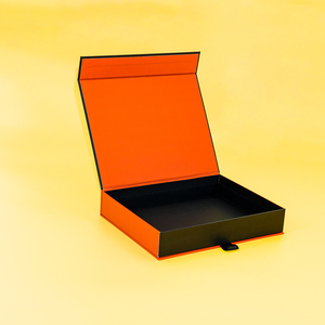 Custom Luxury Book Shaped Rigid Orange Paper Box Packaging Magnetic Gift Boxes Folding Packing - Product Image 3