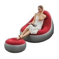Fauteuil gonflable en peluche combiné, confortable et pliable, avec repose-pieds, pour les loisirs en extérieur – Canapé paresseux