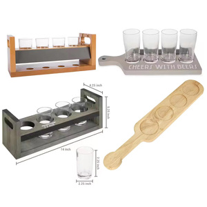 Plateau de dégustation de bières en bois d'érable, noyer et acajou OEM ODM avec étiquettes tableau noir pour l'<span class=keywords><strong>Italie</strong></span>, Big Whale, Jenlain, Nikka - Product Image 3