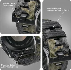 Bracelet de montre HUANLONG respirant, doux, imperméable, en nylon, réglable, à dégagement rapide, Garmin 22 mm 26 mm, élastique, remplaçable - Product Image 4