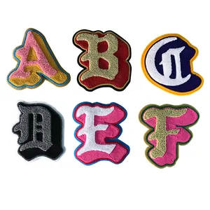 Custom Chenille Patches Alphabet Jacket Patches Embroidery Iron On Patch