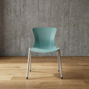 Modern <b>Light</b> Blue Plastic Dining Chair with Metal Legs Stackable Durable & Waterproof Minimalist Design for Home Kitchen Use - Product Image 3