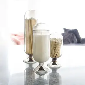 Unique Design of Colors and Sizes Glass Match Cloche Jars for White Matchsticks Packing
