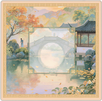 Tapis de Mahjong Vintage Paysage Montagneux Chinois Antidérapant et Anti-bruit pour Domino, Poker, Cartes et Jeux de Tuiles
