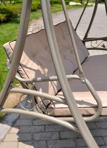 Silla Colgante de Metal de Lujo para Exteriores, Estilo Moderno, Bali, Europeo, para Jardín, con Toldo, para 3 Personas - Product Image 4