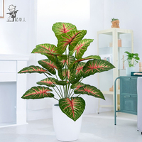 Plante artificielle en pot en forme de cœur rouge en plastique - Haute simulation, durable, pour intérieur/extérieur, Thanksgiving, Noël, Pâques