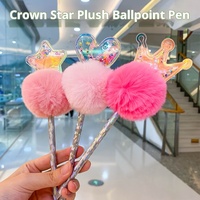 Stylo à bille Star Pen haute fréquence, nouveau design, avec pompon et cœur d'amour, en peluche, pour la Saint-Valentin, fournitures scolaires pour enfants