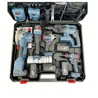 Ensemble d'outils électriques sans fil 21V, perceuse électrique sans balais, batterie lithium rechargeable, clé à chocs, scie, marteau