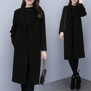 Wool Coat Mid Length Loose Fit Korean Style Plus Size Women Autumn Winter Thickened Off White Black Red Ginger Yellow - Product Image 4