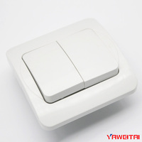 Interruptor de pared eléctrico de 2 entradas, estándar europeo, 10A, 250V, doble interruptor