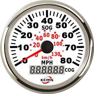 ECMS New All Black Waterproof 85mm 316L Stainless Steel Car Motorcycle Tractor Truck GPS Odometer <strong>Speedometer</strong> 80MPH Backlight - Product Image 2