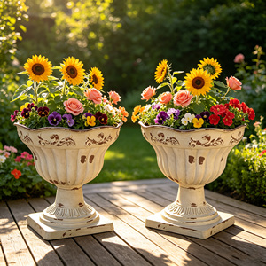 Vasi Alti di Lusso Moderni in Plastica, Colonne Romane Giganti, Vaso da Terra per Fiori, Bianco, per Matrimoni, Casa e Giardino - Product Image 4