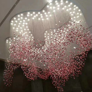 Lampe d'ingénierie personnalisée décoration salle d'exposition grand hall d'hôtel lustre de luxe led accessoires en pierre de verre - Product Image 3