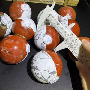 6 cm Cristal Sphère Naturel Spirituel Rouge Jaspe Howlite Poche Monstre <span class=keywords><strong>Pokeball</strong></span> pour la Méditation - Product Image 3