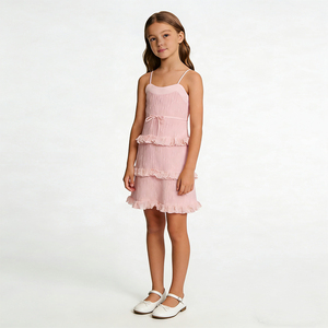 Vestido de Organza Plisado Personalizado de Alta Calidad para Adolescentes, Fabricante A&J, Venta al Por Mayor de Fábrica, Ropa Infantil con Relieve para Fiestas - Product Image 1