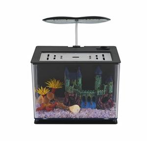 Petit <span class=keywords><strong>aquarium</strong></span> moderne en plastique transparent 7L Réservoir betta en verre écologique avec filtre et lumière LED pour la maison et le bureau - Product Image 1